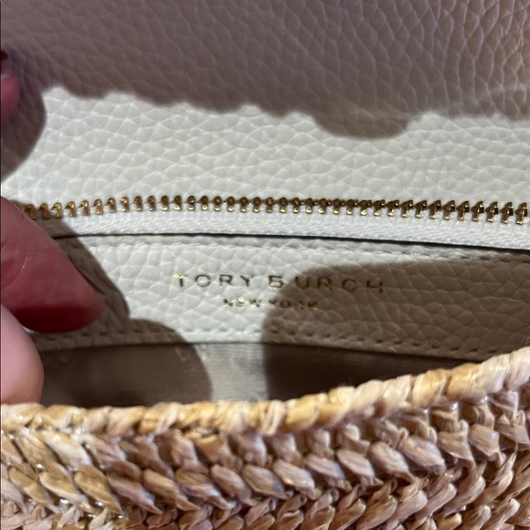 Tory Burch Woven Crossbody Bag in Tan and White - Picture 8 of 13